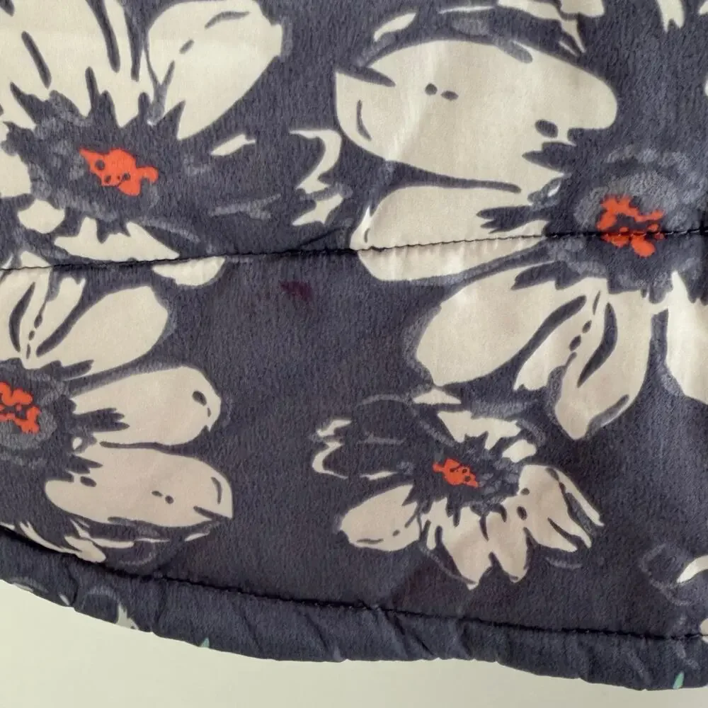 OshKosh Floral Puffer Vest Girls 6 6X Blue Coral Lightweight Layer